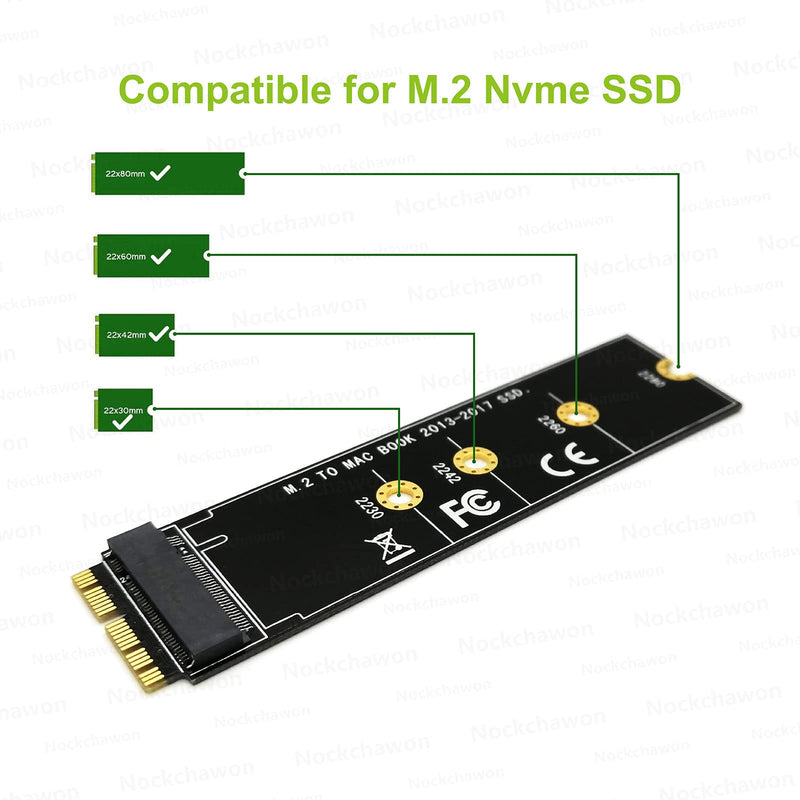 M.2 NVME SSD Convert Adapter Card,NGFF M.2 NGFF M-Key AHCI SSD Convert Card for Upgrade MacBook Air Pro Retina (Year 2013-2017), Sensico NVME/AHCI SSD Kit for A1465 A1466 A1398 A1502(Black)