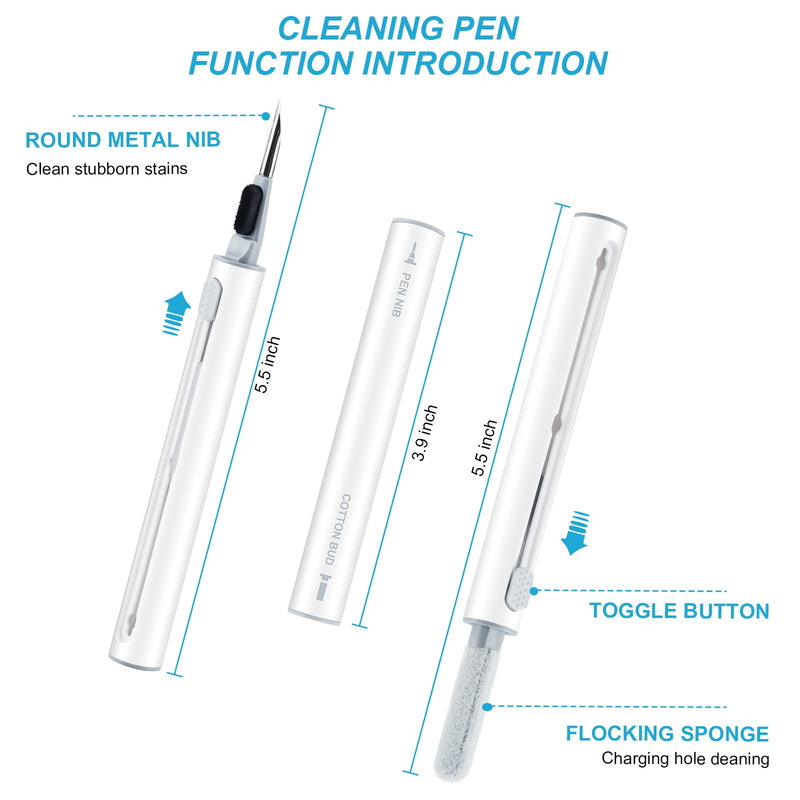 Nertpow Cleaner Kit for Airpods Earbuds Cleaning Pen Bluetooth Headphone Case Cleaning Tool Airpods Pro 1 2 3 iPhone Camera Etc Ear Wax Cleaner White