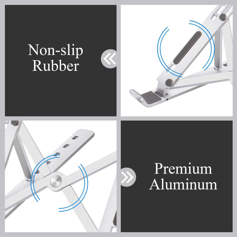 FLAGTOP Adjustable Laptop Stand for Desk, Ergonomic Portable Aluminum Laptop Desk Stand, Non-Slip, Stable, Foldable Laptop Riser, Compatible with MacBook Pro/Air and More Notebooks Small