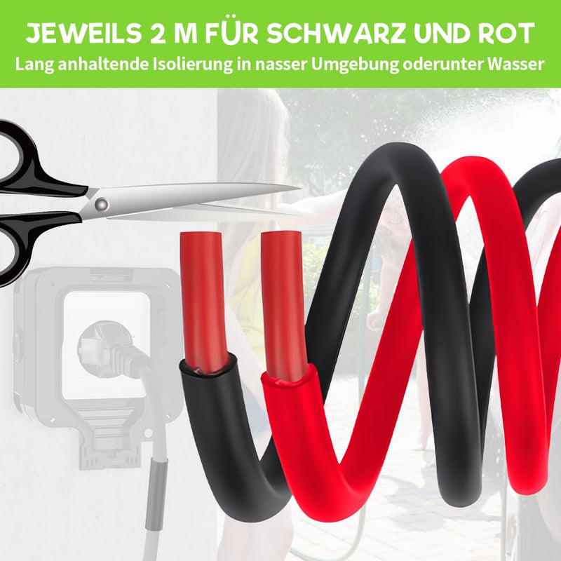 2 pieces 3:1 heat shrink tube, Ø15.4 mm & 2 m length, heat shrink tubes with adhesive, waterproof and insulating, heat shrink tube sold by the meter for cable insulation, marking, cable bundling, repairs (black + red) Ø15.4 mm & 2 m