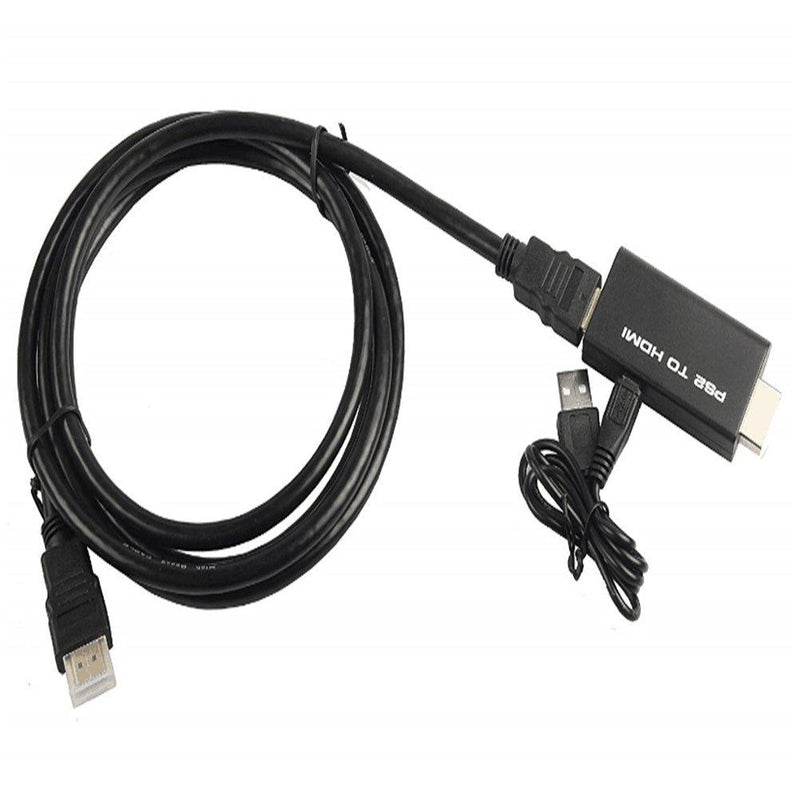 1080P PS2 to HDMI Adapter Converter with 3.5mm Audio Output + 5 Feet HDMI Cable for HDTV HDMI Monitor