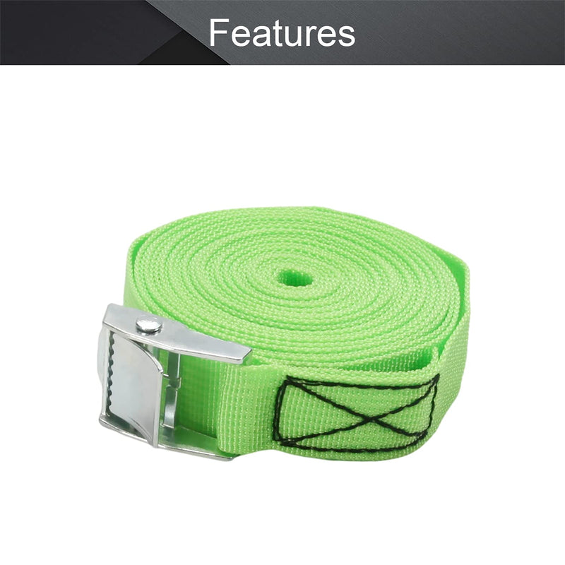 MroMax 0.98" Width x 16.4ft Length Lashing Straps Polypropylene Cam Buckle Lashing Straps 200Kg Load Cargo Tie Down Strap 25mm x 5M for Moving Cargo Green Tone 1Pc