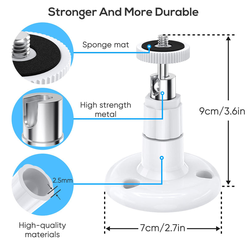 FastSnail Wall Mount Compatible with Wyze Cam Pan & Wyze Cam Pan V2 & Wyze Cam V3, Adjustable Indoor Outdoor Mount for WyzeCam Pan/WyzeCam Outdoor/WyzeCam V3 or Other Cam with Same Interface 2 Pack White