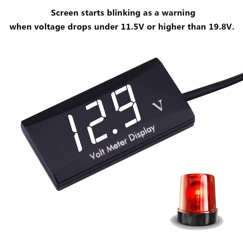 DC 12V Car Digital Voltmeter Gauge - AIMILAR LED Display Voltage Volt Meter for Car Motorcycle (White) White