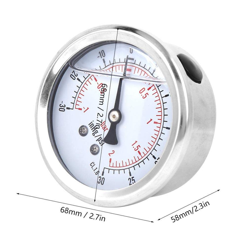 Pressure Gauge 1/4 BSP Oil Filled Pressure Gauge 1-2bar, -30-30inhg/psi, TS-PGGZ60Z4-2bar Y60 Axial Vacuum Pressure Gauge Radial Pressure Gauge