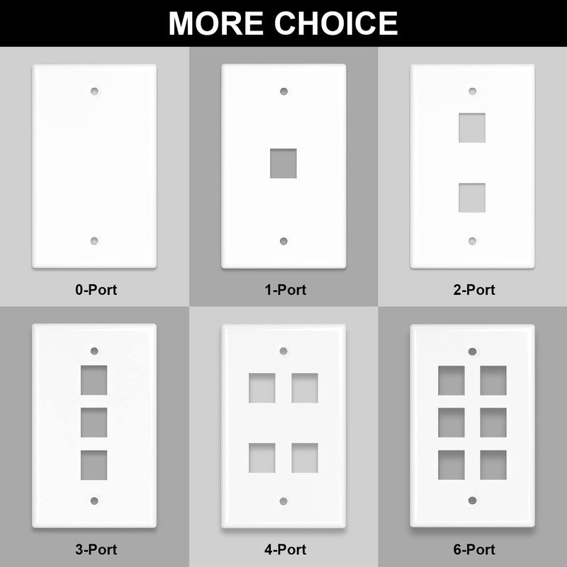 iwillink 1 Port Keystone Jack Wall Plate 10-Pack, Low Profile Ethernet Wall Plate Single Gang Wall Plates for Keystone Jack, White 1-Port