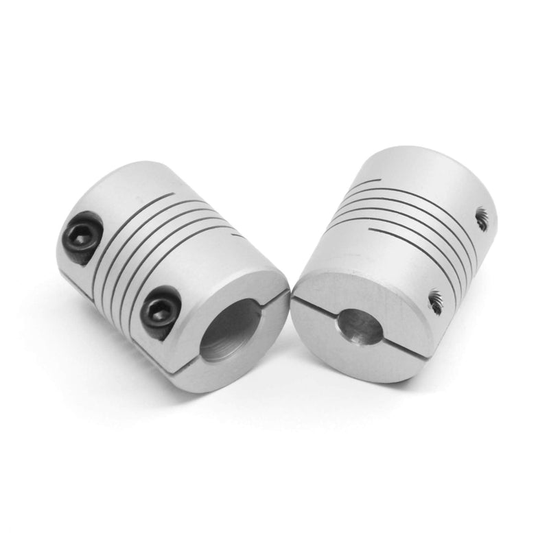 Befenybay 2PCS 6.35mm to 10mm Flexible Shaft Coupling 25mm Length 20mm Diameter for Stepper Motor Coupler Aluminum Alloy for 3D Printer CNC Machine (6.35x10mm) D20 L25 6.35-10mm