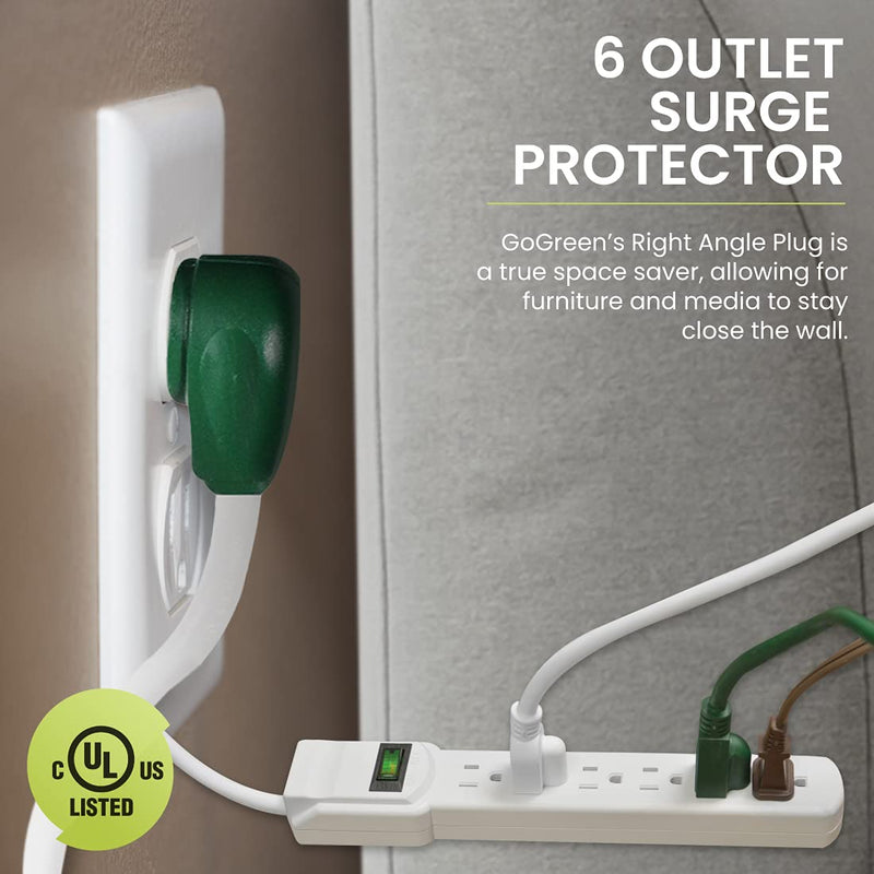 GoGreen Power GG-16103MS 6 Outlet Surge Protector w/2.5' Cord White