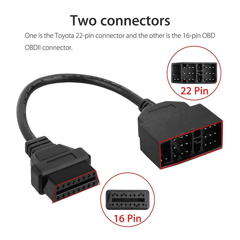 E-Car Connection 22 Pin OBD to 16 Pin OBD2 Diagnostic Adapter Connector Cable for Toyota Car