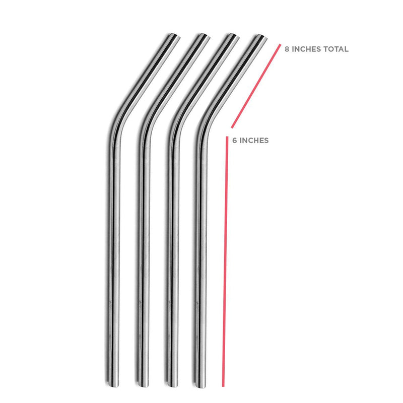 SipWell Stainless Steel Drinking Straws, Set of 4, Free Cleaning Brush Included 8.46 Inches Long - 6mm