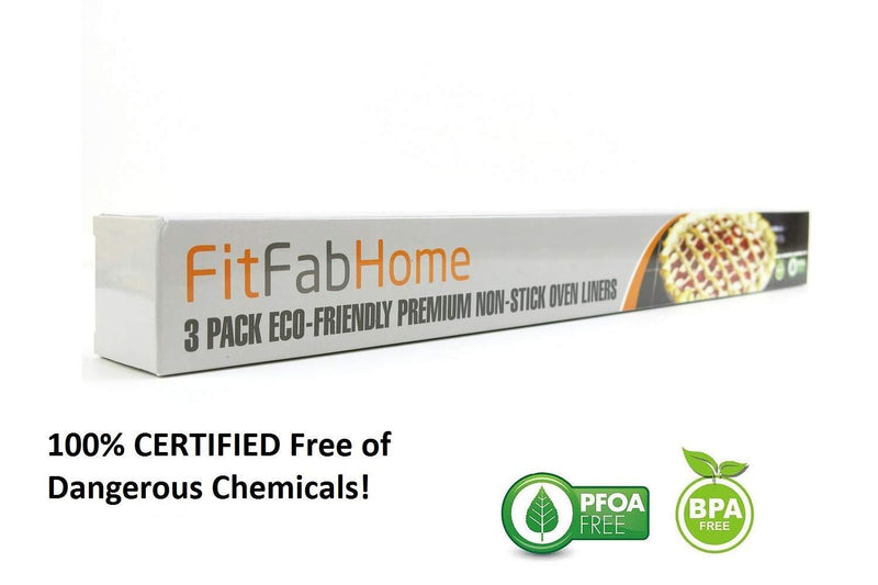 FitFabHome 3 Pack Large Non Stick Oven Liners Mat BPA and PFOA Free, Protect the Bottom of Electric or Gas Oven Toaster Oven Stovetop Air Fryer Grill