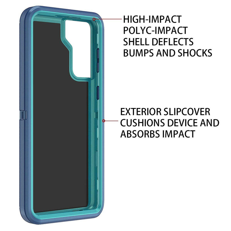 I-HONVA for Galaxy S21 5G Case Shockproof Dust/Drop Proof 3-Layer Full Body Protection [Without Screen Protector] Rugged Heavy Duty Durable Cover Case for Samsung Galaxy S21 5G 6.2 2021, Blue