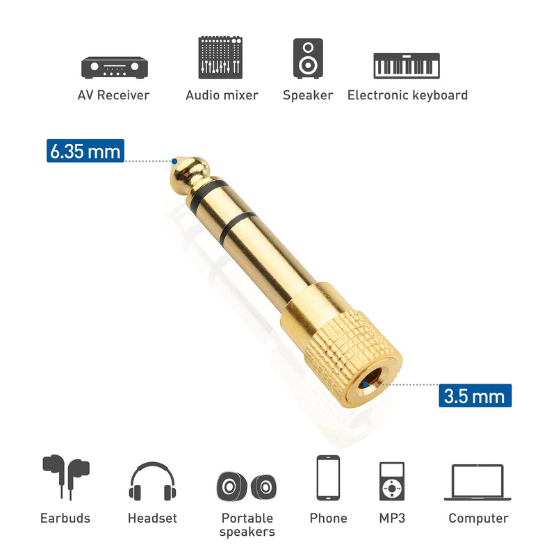 Cable Matters 5-Pack 1/4 to 1/8 Headphone Adapter