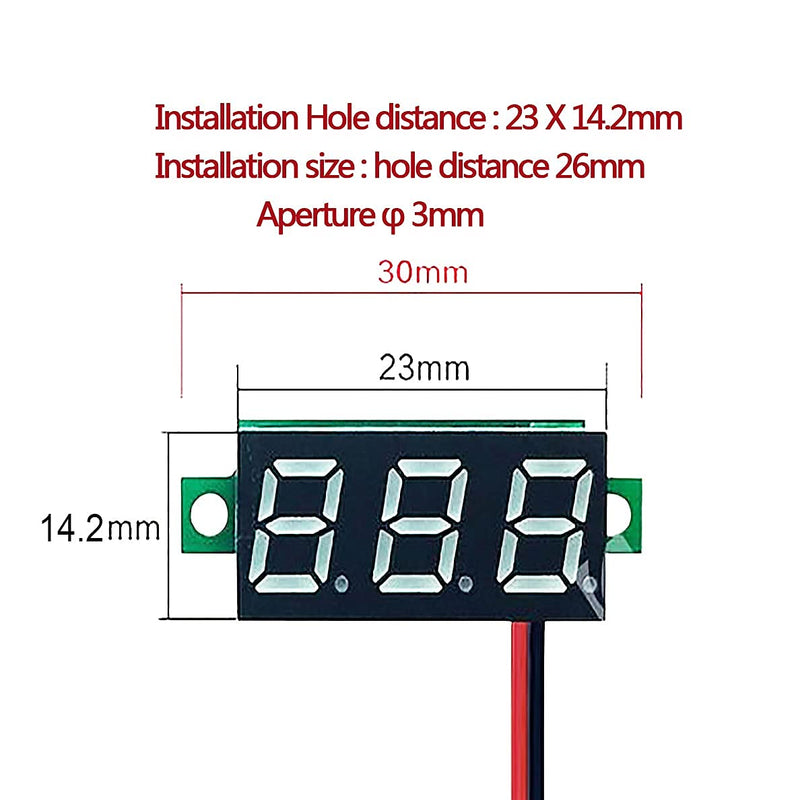 DaFuRui dc Voltage Display，6pcs Mini Digital Voltmeter 0.36 Inch Two-Wire DC 4V-30V Digital Voltmeter Voltage Tester Reverse Polarity Protection and Accurate Pressure Measurement（Red）