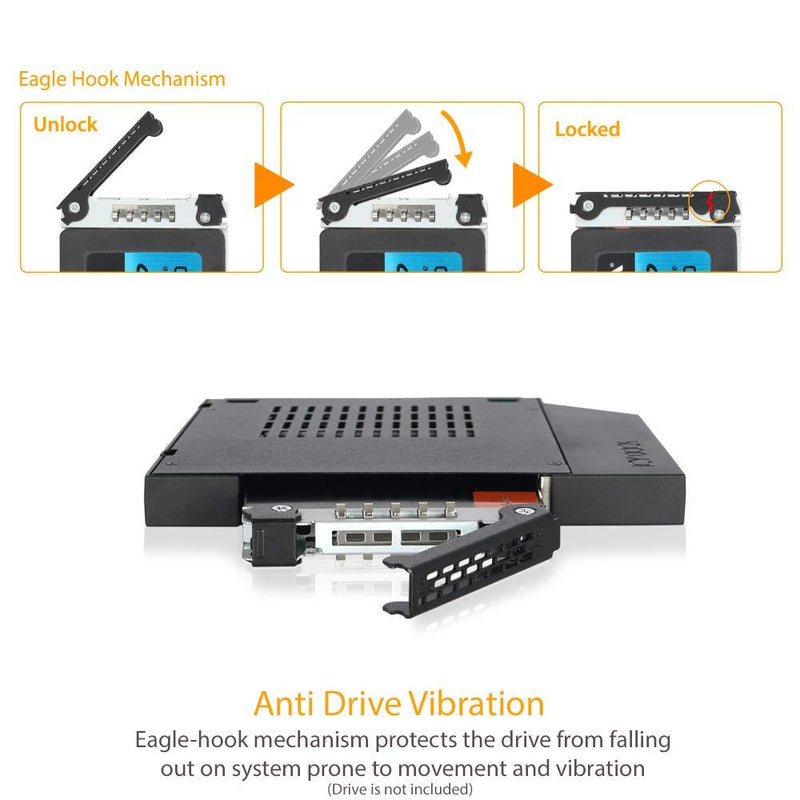 ICY DOCK Universal 12.7mm Ultra Slim CD/DVD-ROM Optical Bay 2nd HDD SSD Laptop to SATA 2.5" SSD/HDD Hot-Swap Hard Drive Caddy Adapter Tray Enclosures - ToughArmor MB411SPO-1B