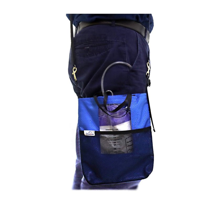 JISUNZON Urine Drainage Bag Holder - Privacy Covers for Wheelchairs, Bed Rails, Scooters - Conceals Catheter Line, Small Pocket - Durable Hooks, (Blue) Blue