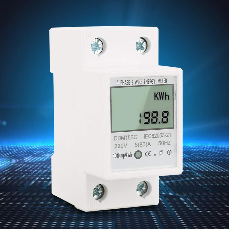 Energy Meter 5-80A DDM15SC LCD Digital Display Single Phase DIN-Rail Electronic Energy KWh Meter Enclosure Accuracy Analyzer