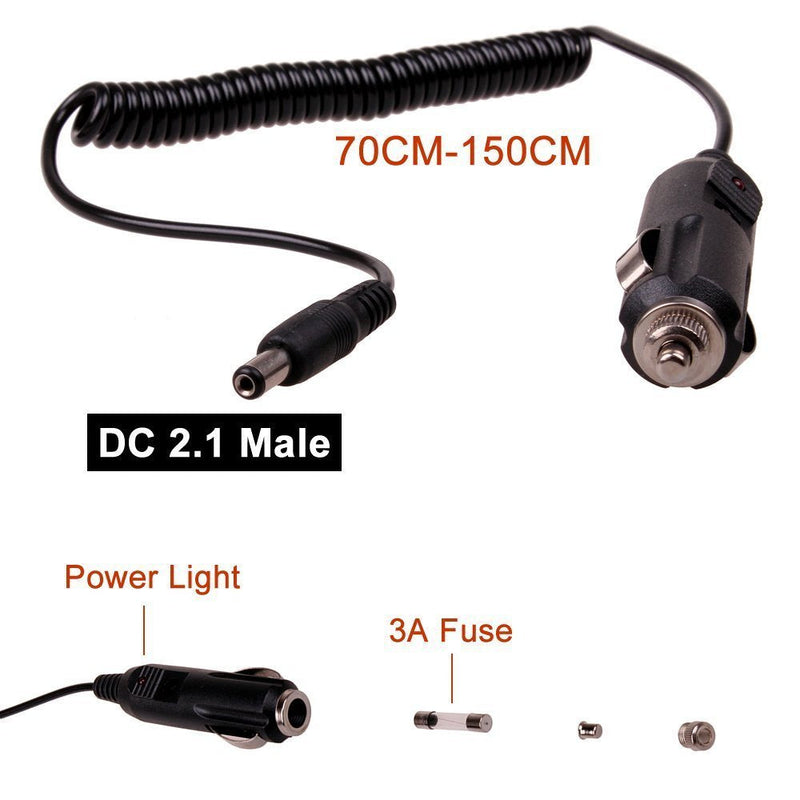EKYLIN DC 5.5x2.1mm Car Charger 12V 12-Volt 24V 24-Volt Cigarette Lighter Power Supply Adapter Charger Cable for Car Truck Bus Van Boat