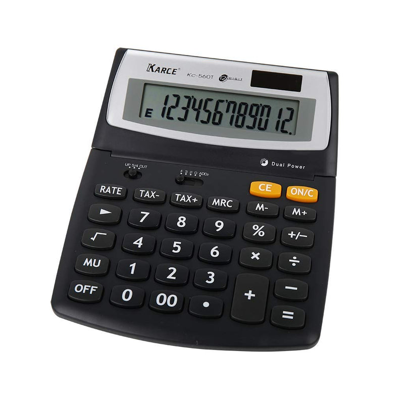 KARCE KC-560T-12, 12-Digits Large Desktop Tax Calculator, Black