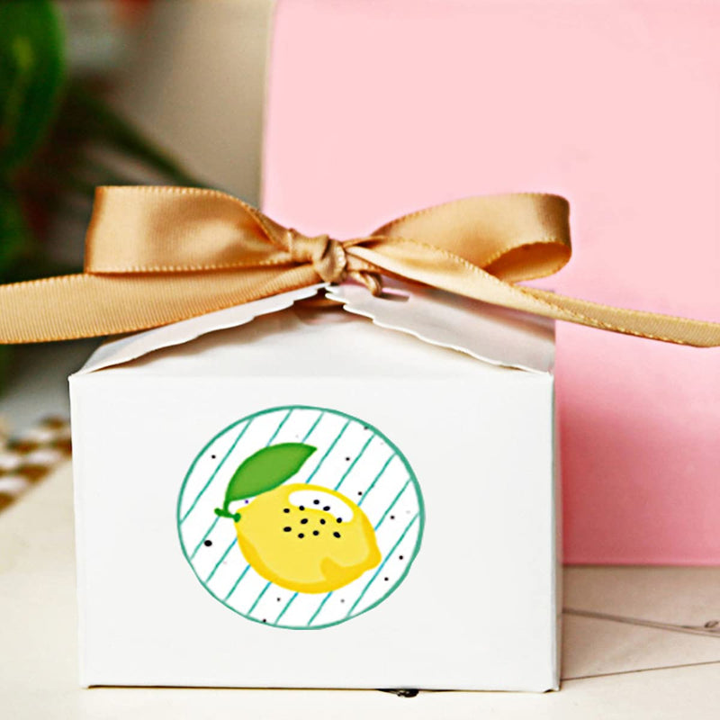 500pcs 1 Inch 8 Kinds of Design Lemon Stickers Roll for Envelope Seals, Party Favors Decoration, Gift Cards, Goodie Bags, Business and Boutique and Gift Bags Packaging