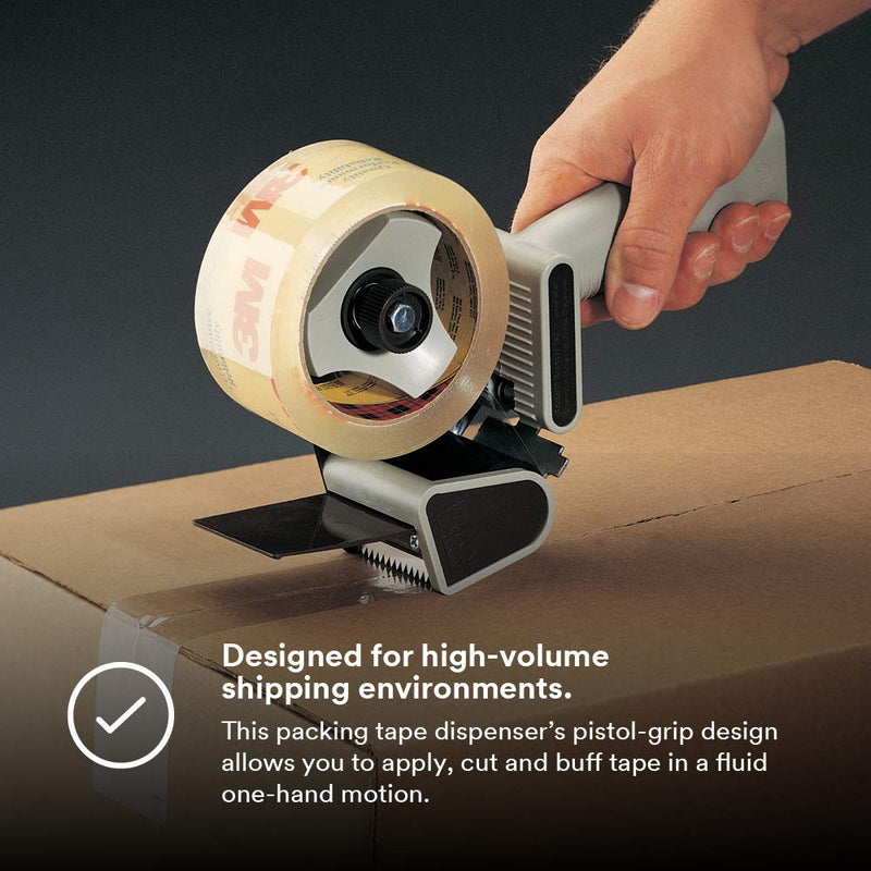 Scotch - 21200190087 H180 Industrial Packing Tape Dispenser for 2" Tape – Lightweight and Portable for Commercial Packaging, Shipping, Moving, Carton and Box Sealing, Gray (19008)