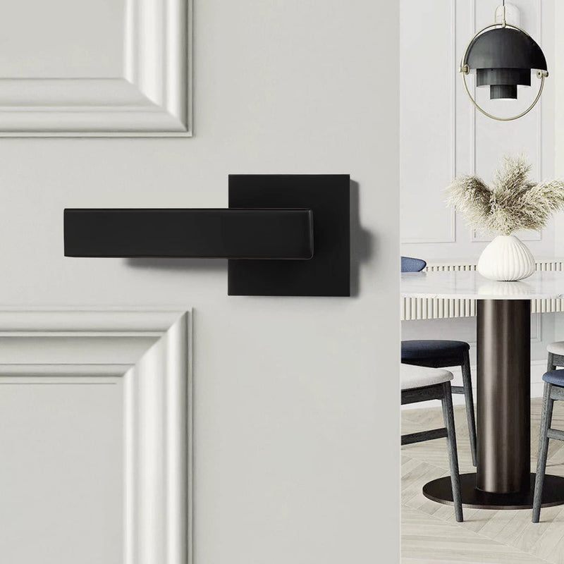 Probrico [Pack of 1]Door Lever Dummy Lever Door Handle for Closets French Doors,Square Dummy Door Lever,Non-Turning Single Side Pull with Black Finish,Easy Installation Pull Only Lever Set 1 Pack Dummy-Half Knob