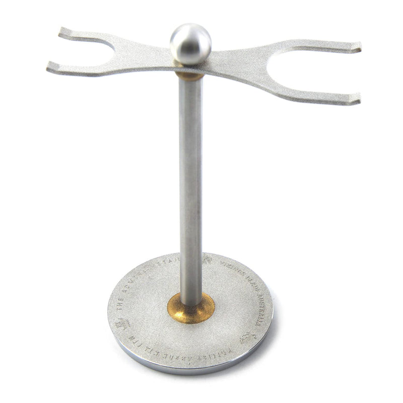 VIKINGS BLADE 'The Admiral' Safety Razor and Brush Stand, Extra Wide Openings (Heavy Duty Distressed Steel)