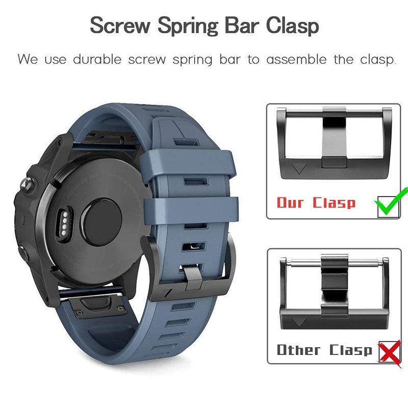 NotoCity Compatible Garmin Fenix 5X Plus/Fenix 7X Bands Sport Silicone Replacement Watch Strap for Garmin Fenix 5X/Fenix 5X Plus/Fenix 3/Fenix 3 HR (Slate) Slate