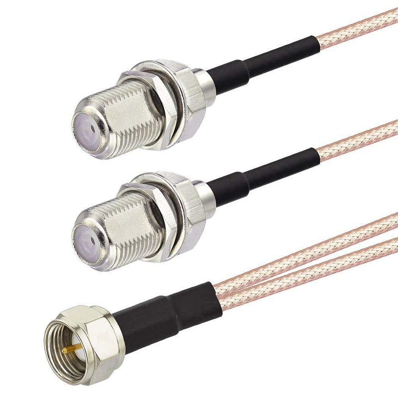 SUPERBAT F-Type Splitter Cable F Male to F Dual Female Coax Splitter Cable V-Type F Type TV Splitter Cable Satellite 50ohm 15cm(6 inches)
