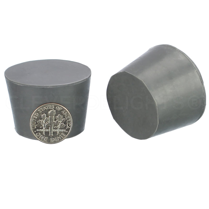 CleverDelights Rubber Stoppers — Size 7 — 5 Pack — 30mm x 37mm x 25mm Long — Gray Solid Plug #7
