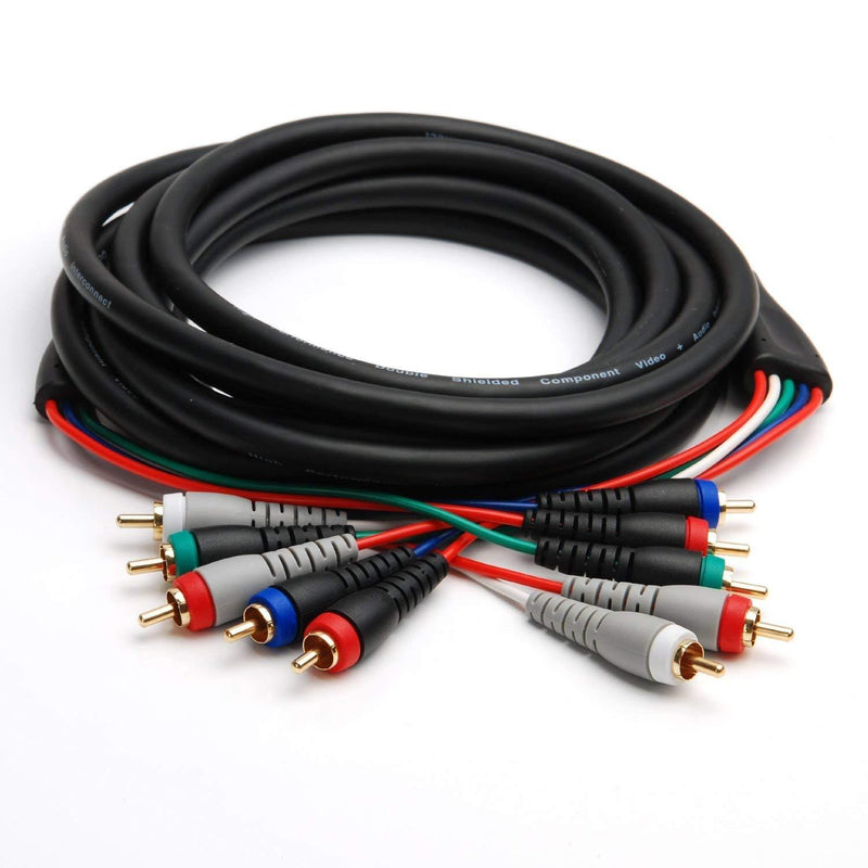 BlueRigger Component Video Cable with Audio (6FT, RCA- 5 Cable, Supports 1080i) - Compatible with DVD Players, VCR, Camcorder, Projector 6FT