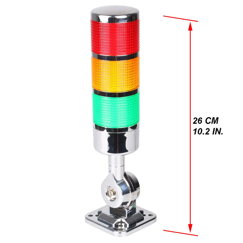 48-110V LED Stack Tower Lights, Industrial Warning Lights, Andon Lights, Column Signal Tower Indicator Lamp Beacon, Continuous/Flashing Light Switchable, 3 Level (with Buzzer) AC 110V 3-Level/with Buzzer