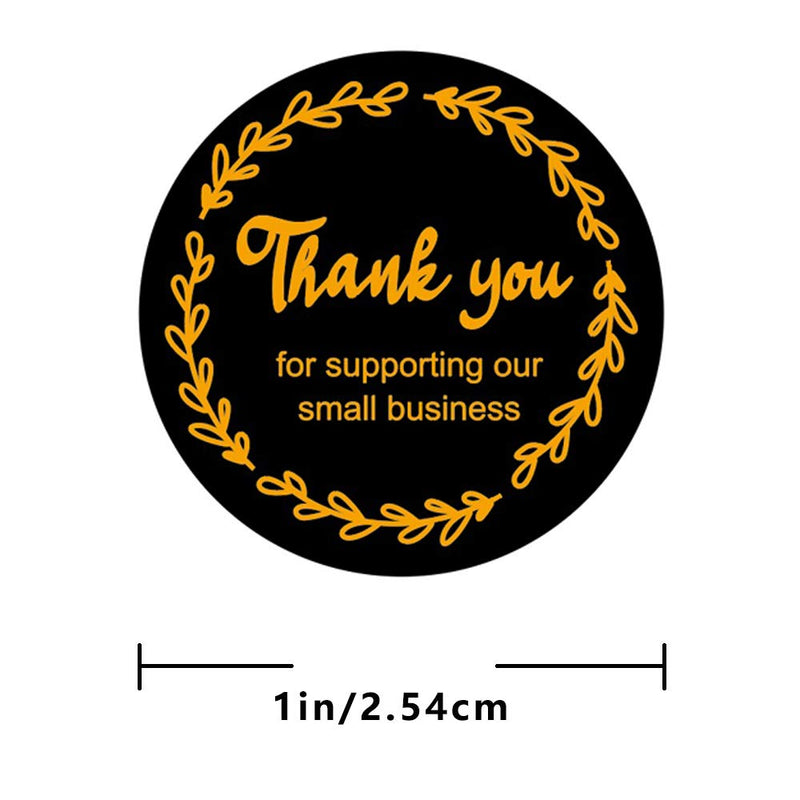 Thank You Stickers|4 Designs Seal Stickers|500Pcs 1 inch Round Thank You Labels Roll Thank You for Supporting My Small Business Labels, Custom Sticker for Bakeries, Crafters & Small Business Owners Black/Gold 1inch