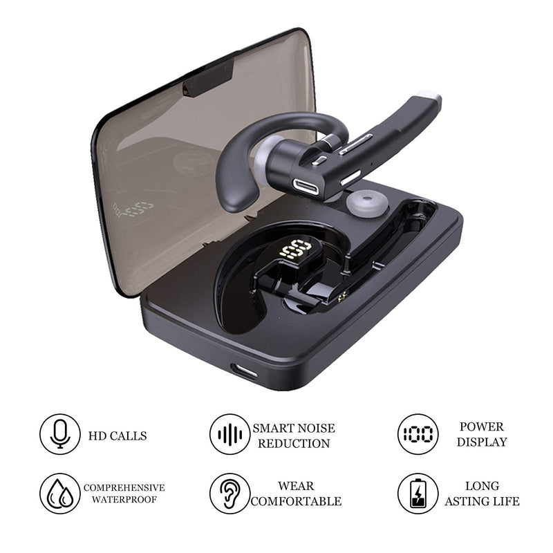 Bluetooth Headset, Wireless Bluetooth Earpiece V5.0, IPX8 Waterproof Headset With Stereo Noise-cancelling Microphone Driver Earbud, Suitable For iPhone Android Mobile Phone Business/Office/Driving