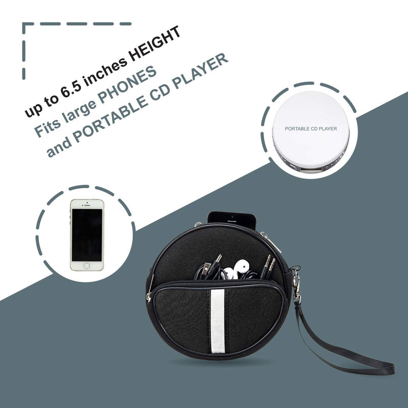 Portable CD Player Holder with CD Case, Water Resistant Fanny Pack with Wrist Strap for Women & Men (6.5inch).