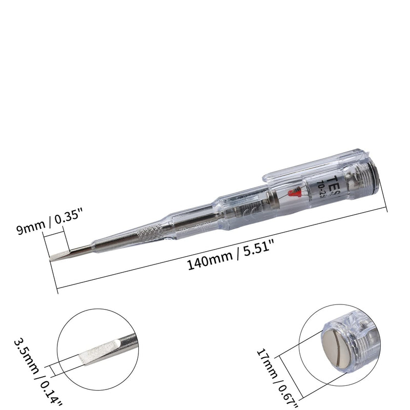 Fielect Voltage Tester Screwdriver, Voltage Tester Pen 70-250V Voltage Detector Pen Neon Light Circuit Tester Pen Voltage Test Pen Screwdriverm 1Pcs Silver transparent red 1Pcs