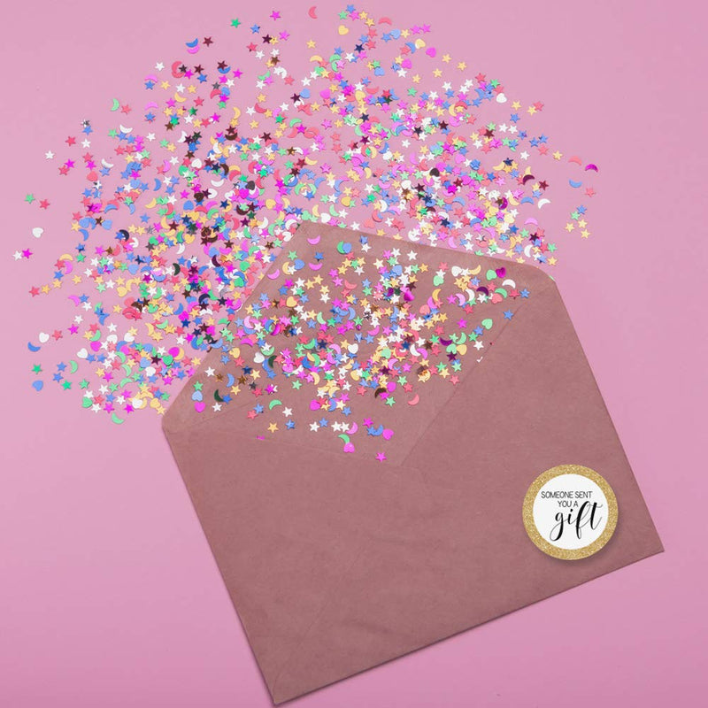 Someone Sent You A Gift Sparkly Thank You Customer Appreciation Sticker Labels for Small Businesses, 60 1.5" Circle Stickers by AmandaCreation, Great for Envelopes, Postcards, Direct Mail, More!