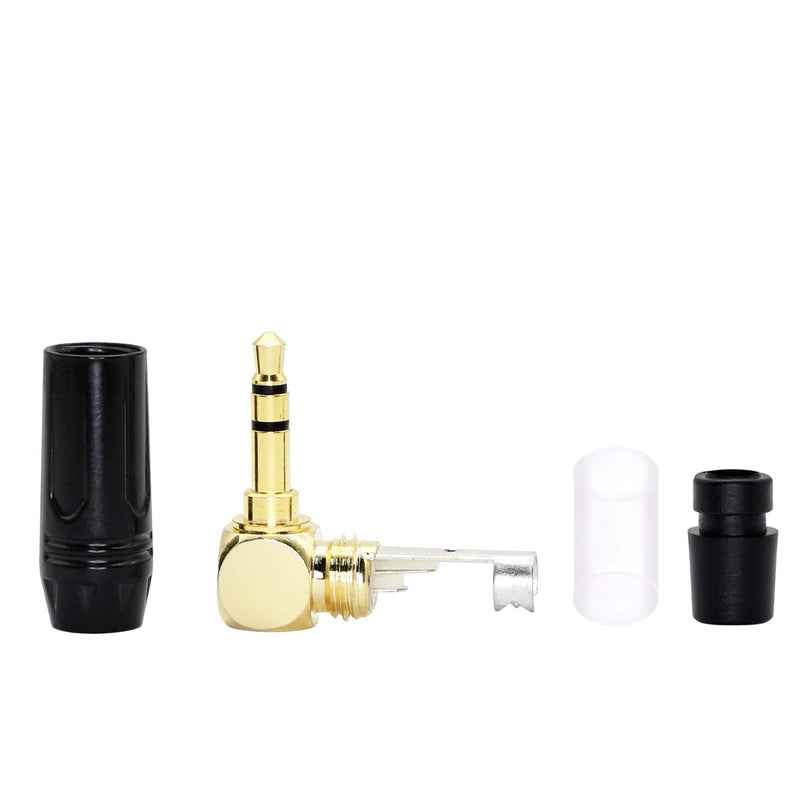 Replacement TRS Male Plug 3 Pole Right Angle 3.5mm Solder Type DIY Audio Cable Connector YOUCHENG for Repair Headphones Headset Black(2-Pack) é»‘è‰²
