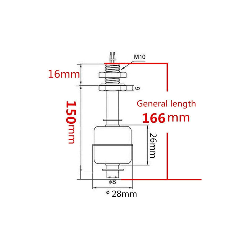 LUOYIMAO Wired Water Liquid Level Sensor Dual Ball Stainless Steel Float Switch Silver Tone (150mm) 150mm