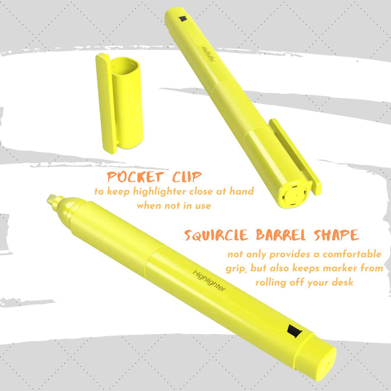 1InTheOffice Pocket Highlighter with Grip, Chisel Tip, Yellow, Dozen 12/Pack