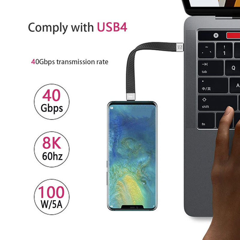 NFHK Type-C USB-C Male to Male USB4 40Gbps 100W 8K Flat Slim FPC Data Cable for Laptop & Phone 13cm Type-C to Type-C 40Gbps