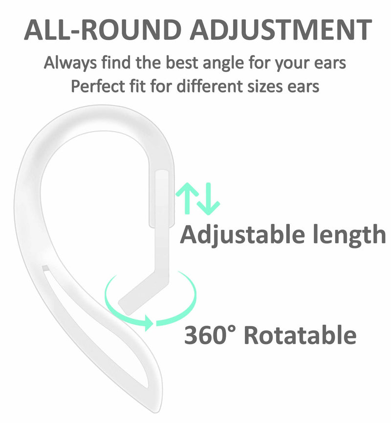 3 Pairs Ear Hooks Compatible with AirPods 3 2 1 and Pro, 360Â° Rotation Adjustable Length Anti-Slip Anti-Lost Sport Outdoor Earhooks Wing Tips Holder for AirPod Pro and 1 2 3 - Translucent