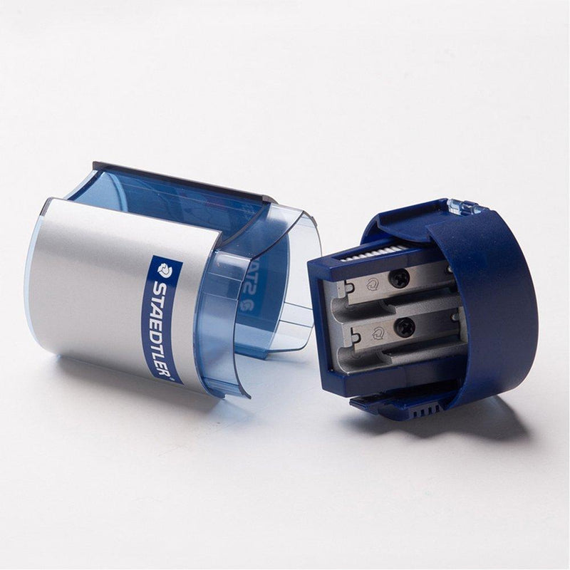 Staedtler 512 001 ST Double-hole Tub Pencil Sharpener 1-2/3 L x 2-1/4 W x 1-2/3 H in Silver/Blue