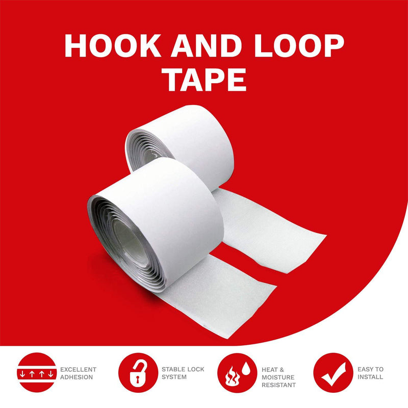 XFasten Adhesive Hook and Loop Tape, White, 2-Inch x 10-Foot Water-Resistant, Sewing Compatible and Wear and Tear Resistant