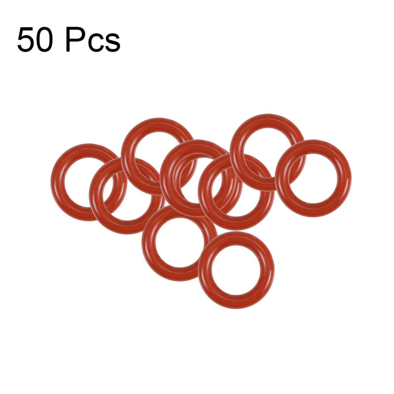 uxcell Silicone O-Ring, 8mm OD, 5mm ID, 1.5mm Width, VMQ Seal Rings Gasket, Red, Pack of 50 8mmx5mmx1.5mm