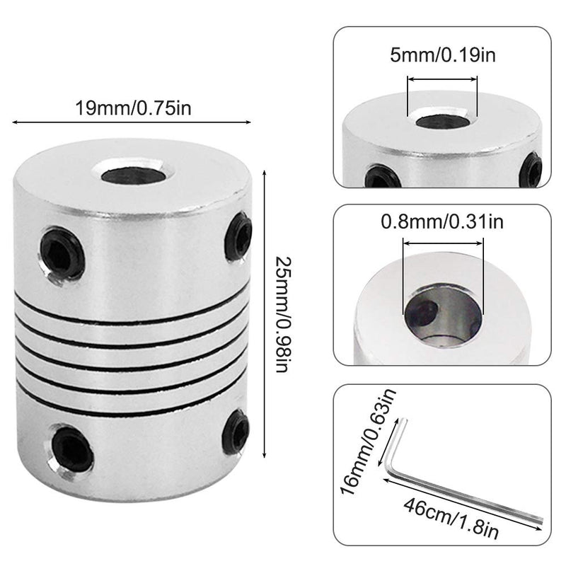 AFUNTA 5 Pcs Flexible Couplings 5mm to 8mm Compatible with NEMA 17 Stepper Motors, Used in Small CNC Machines & 3D Printer Prusa i3 or ORD Bot with 2 Pcs Allen Wrench