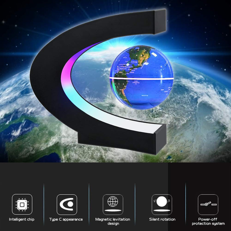 Magnetic Levitation Globe with LED Light, Cool Gadgets Floating Lamp Globe Decor, Cool Tech Gifts for Men/Father/Husband/Boyfriend/Kids/Boss, Great Technology gifts idea (Blue) Blue
