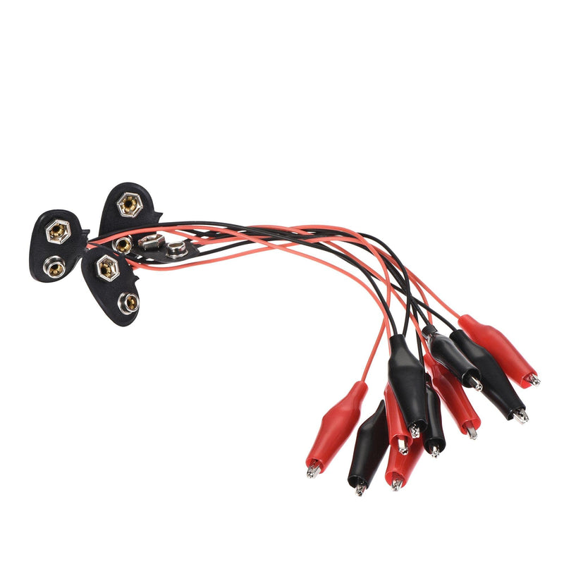 uxcell 9V Battery Snap Connector to Insulated Dual Alligator Clips Test Cable 13cm Length for Electric Testing Work, 5 Pcs