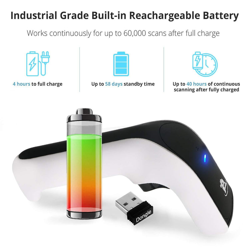 ScanAvenger Wireless 2D Bluetooth Barcode Scanner: 3-in-1 Hand Scanners - Cordless, Rechargeable 1D and 2D Scan Gun for Inventory Management -Portable, Handheld, USB Bar Code/QR Code Reader