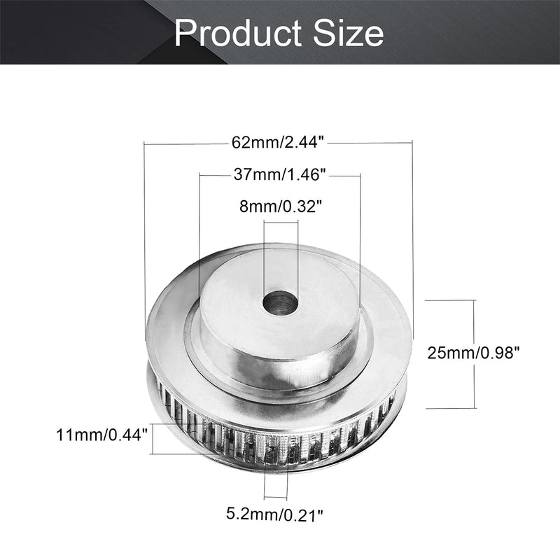 Fielect Aluminium Alloy XL 36 Teeth 8mm Inner Bore Diameter Timing Belt Pulley Flange Synchronous Wheel Silver Tone for 3D Printer CNC 1Pcs XL36 1Pcs